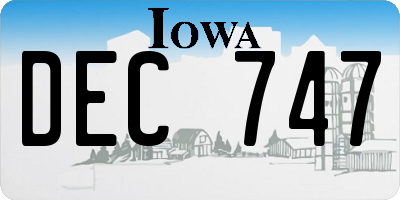 IA license plate DEC747