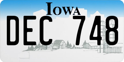 IA license plate DEC748