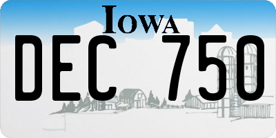 IA license plate DEC750