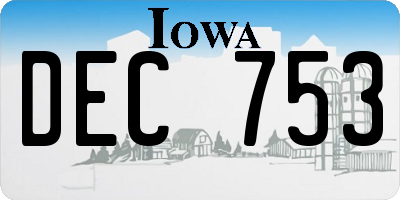 IA license plate DEC753