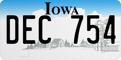 IA license plate DEC754