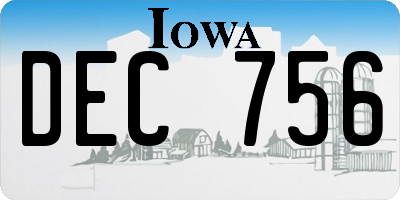 IA license plate DEC756