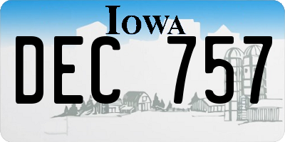 IA license plate DEC757