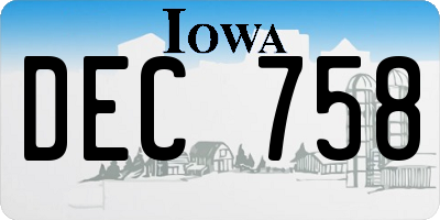 IA license plate DEC758