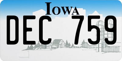 IA license plate DEC759