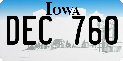 IA license plate DEC760
