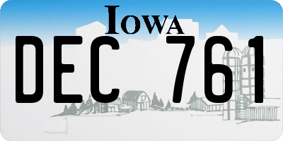 IA license plate DEC761
