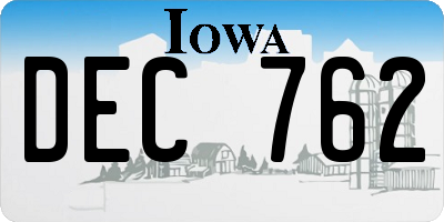 IA license plate DEC762