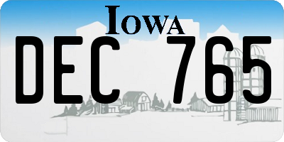 IA license plate DEC765