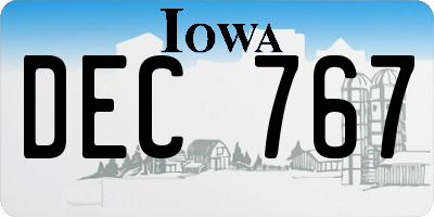 IA license plate DEC767