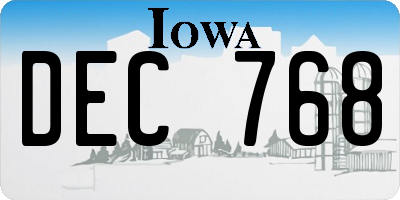 IA license plate DEC768