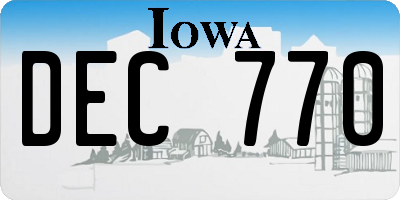 IA license plate DEC770