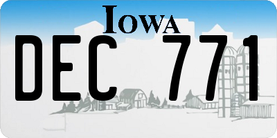 IA license plate DEC771