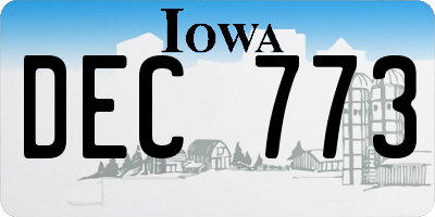 IA license plate DEC773