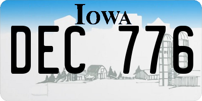 IA license plate DEC776