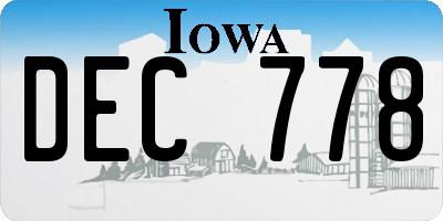 IA license plate DEC778