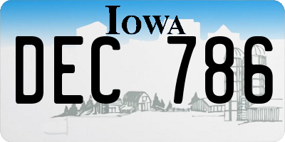 IA license plate DEC786
