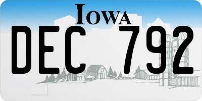 IA license plate DEC792