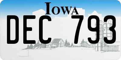 IA license plate DEC793