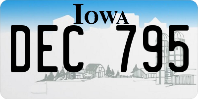 IA license plate DEC795