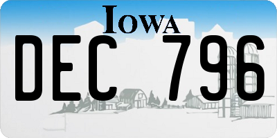 IA license plate DEC796