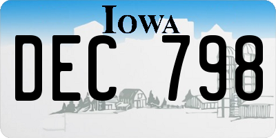 IA license plate DEC798