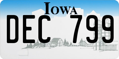 IA license plate DEC799