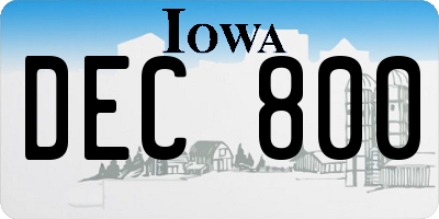 IA license plate DEC800