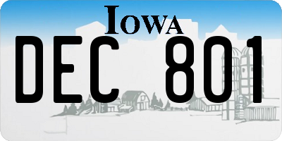 IA license plate DEC801