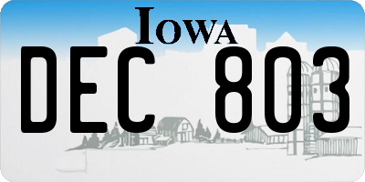 IA license plate DEC803