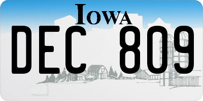 IA license plate DEC809