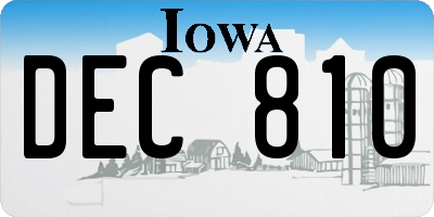 IA license plate DEC810