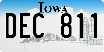 IA license plate DEC811