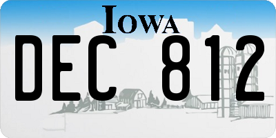 IA license plate DEC812