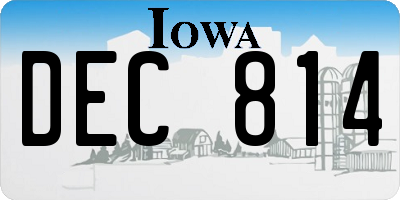 IA license plate DEC814