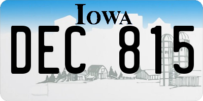 IA license plate DEC815