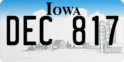 IA license plate DEC817