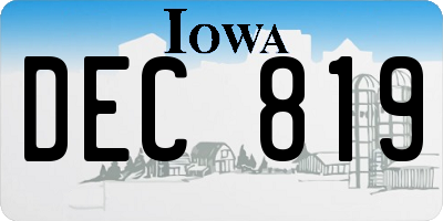 IA license plate DEC819
