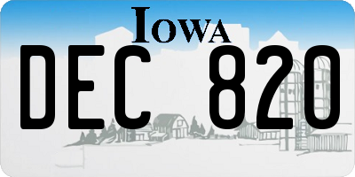 IA license plate DEC820