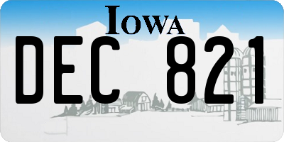 IA license plate DEC821