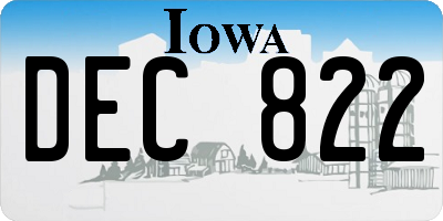 IA license plate DEC822