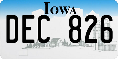 IA license plate DEC826