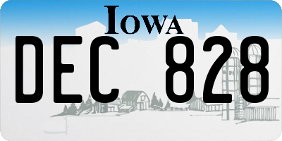 IA license plate DEC828