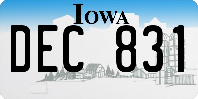 IA license plate DEC831
