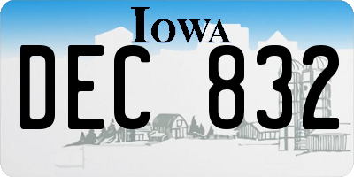 IA license plate DEC832