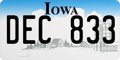 IA license plate DEC833