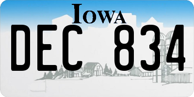 IA license plate DEC834