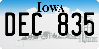 IA license plate DEC835