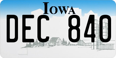 IA license plate DEC840