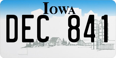 IA license plate DEC841